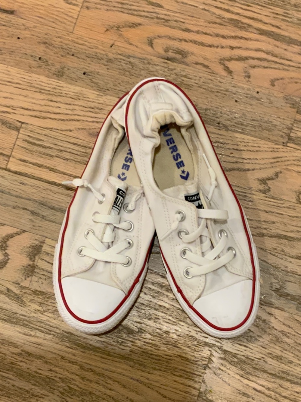 Converse women’s White Low-Top Sneakers with Red Trim